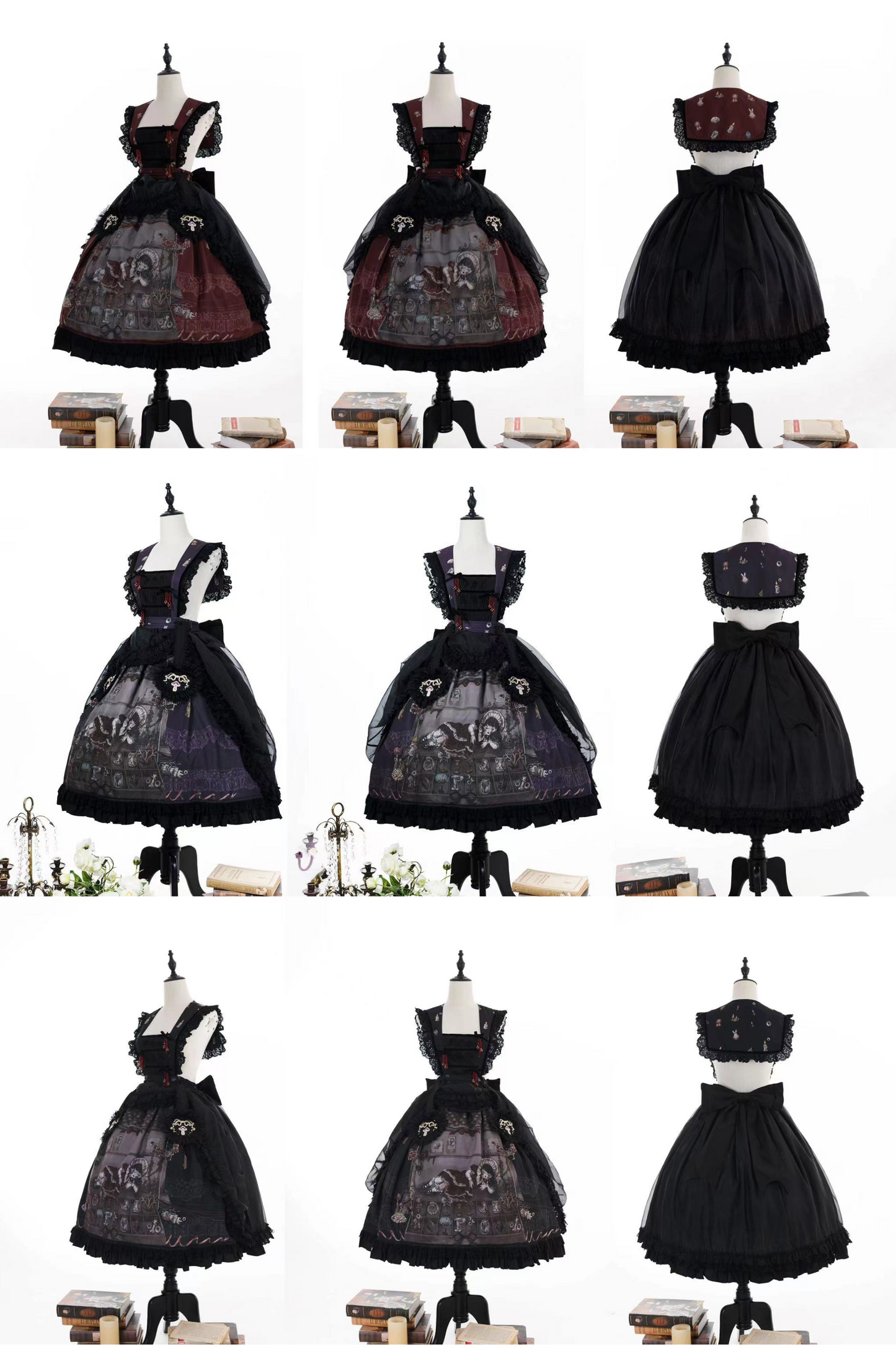 リフティングビーズゴシックストラッププリントドレス