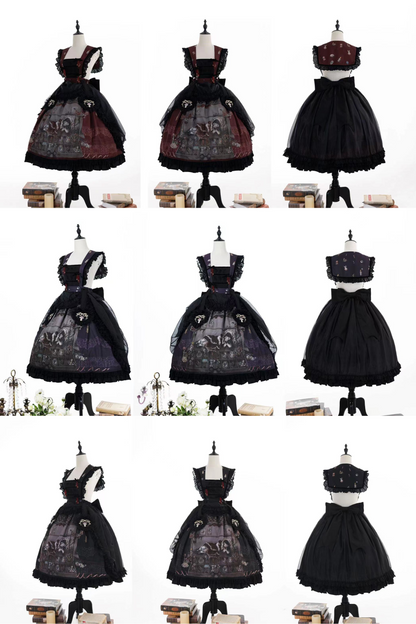 リフティングビーズゴシックストラッププリントドレス