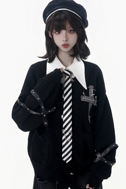 クロストリムカーディガン+シャツ+ネクタイ+パンツ