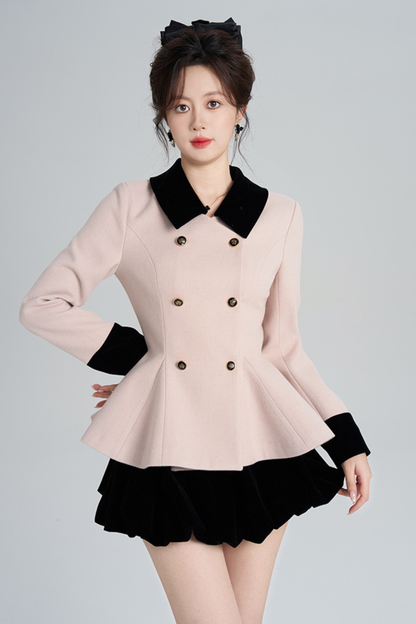 フレンチスイートピンクフレアコート+スカート