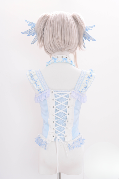 水色天使系列上衣+裙子+衬衫领+袖子+帽子+夹子