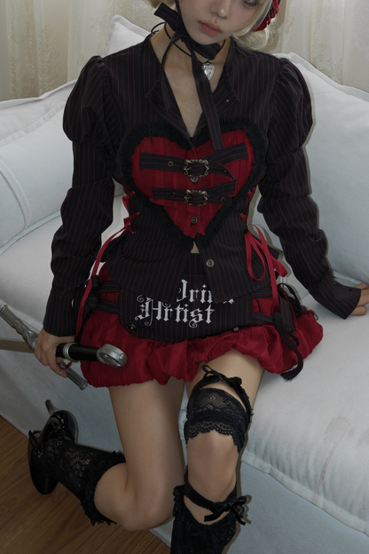 ゴシックガールハートバックルトップス+バルーンスカート