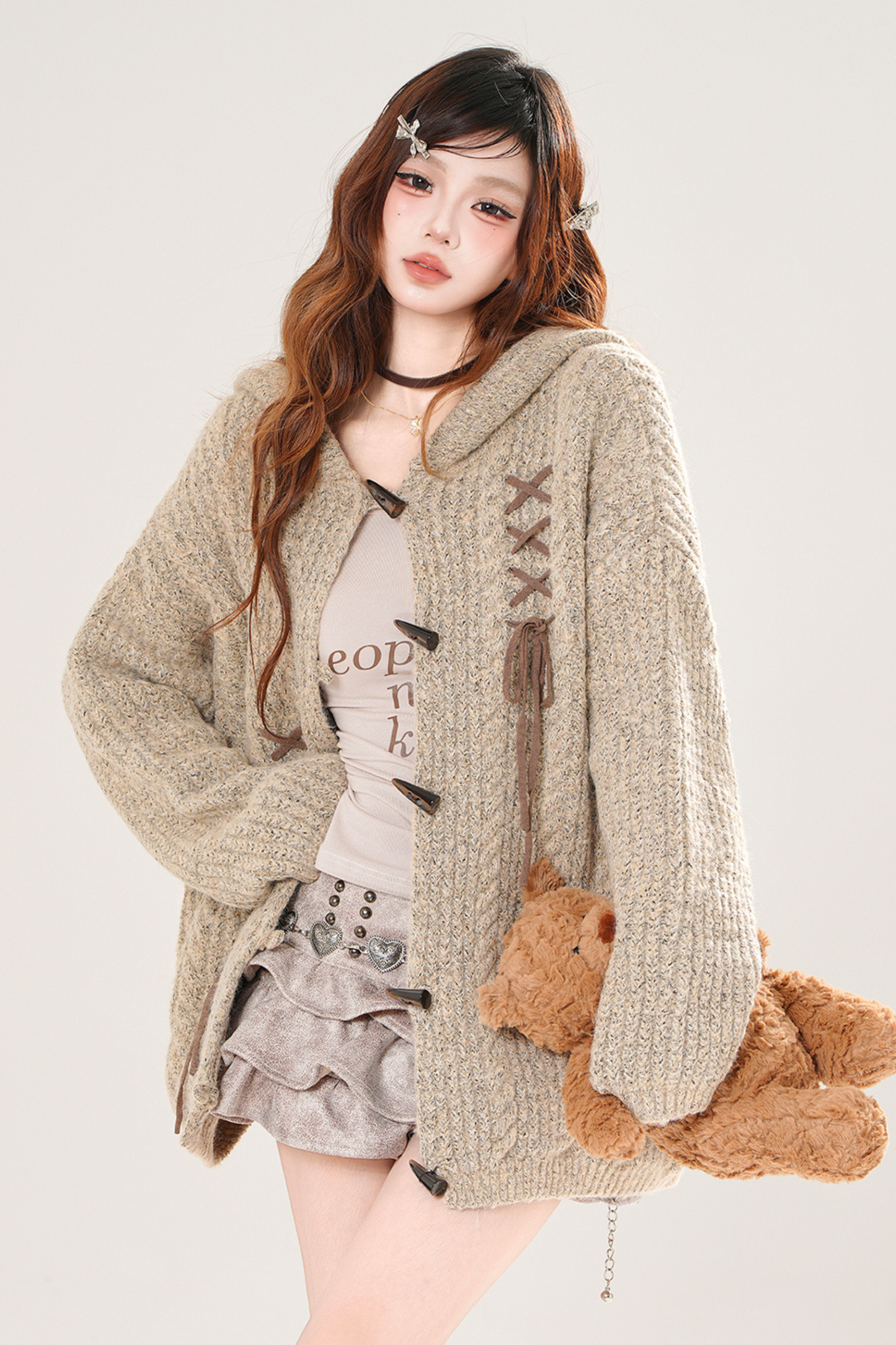 Y2Kバニーフーデッドセーター