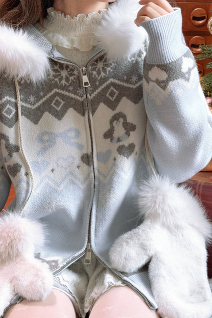 フェアアイランドスノーフレークニットジャケット