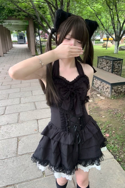 ダークレースリボンドレス+ジャケット