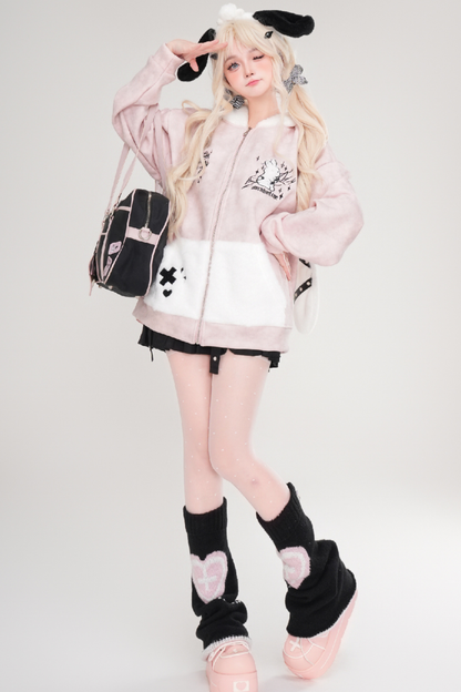 キュートバニーイヤーフリースジャケット