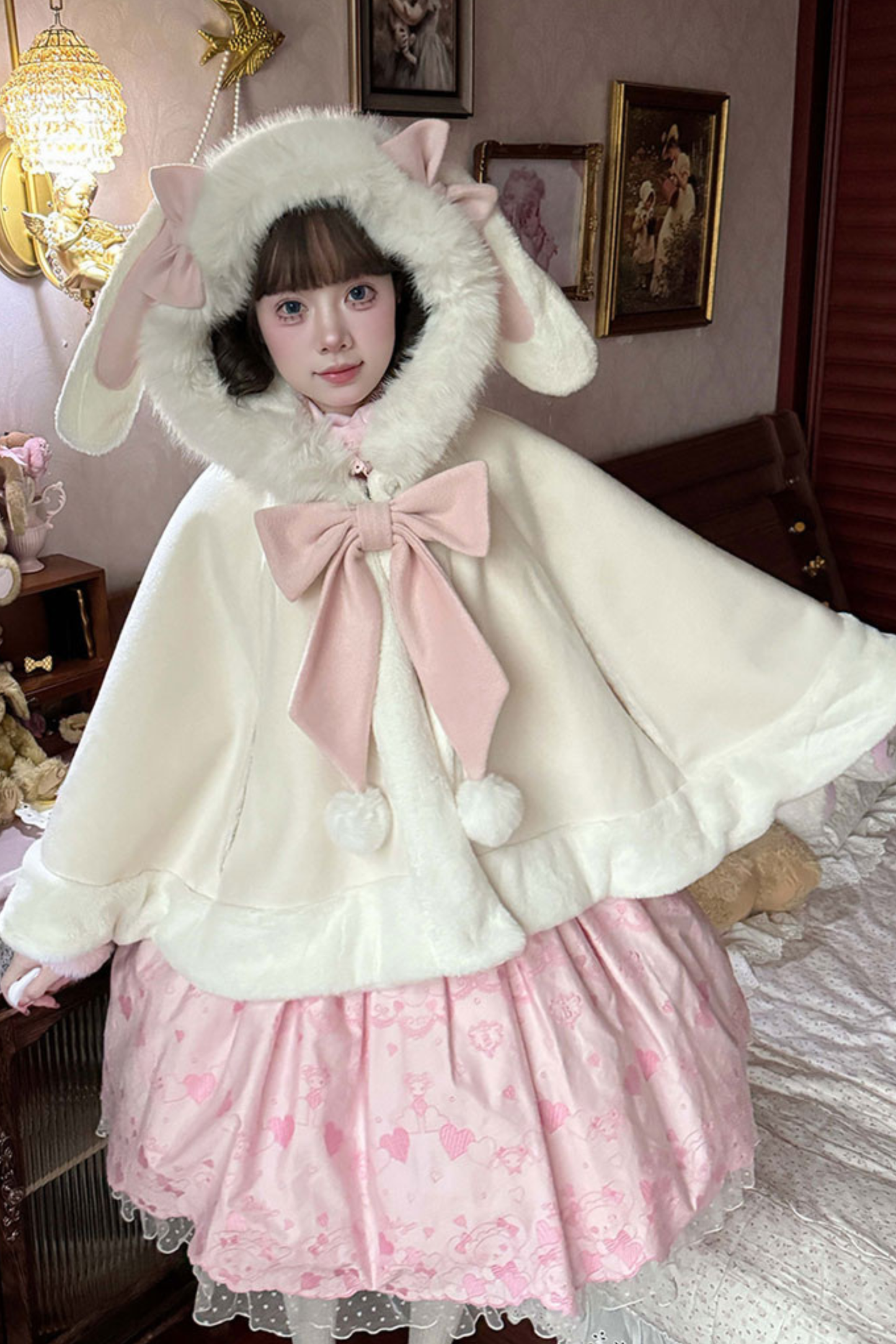 ファーバニーフードマント