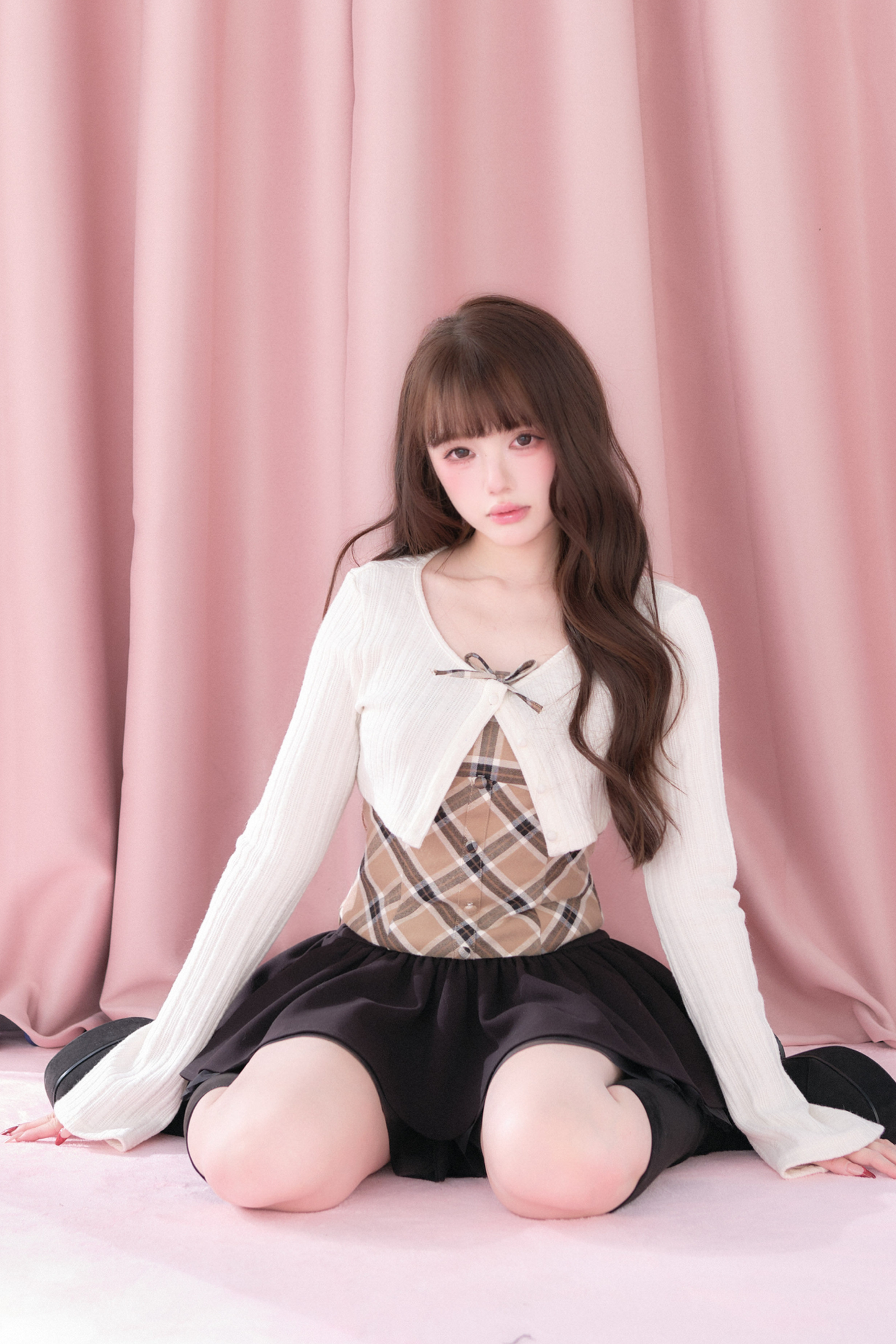 Plaid Camisole + Top + Skirt