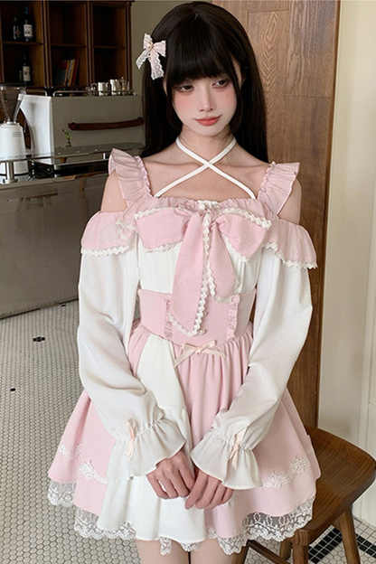 スイートガーリーフショルダートップス+スカート