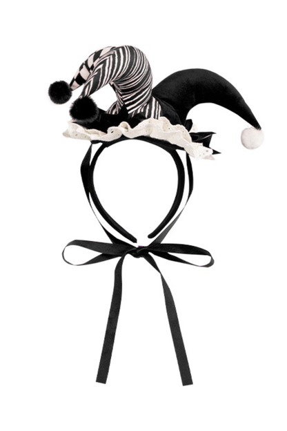 ドールサーカスピエロロリータドレス+カチューシャ+ベルト+リボン+カチューシャ+バッフル