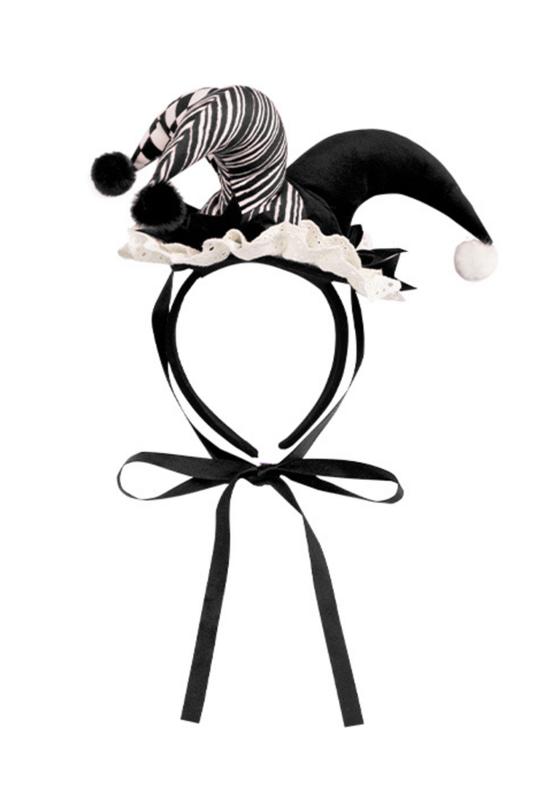 ドールサーカスピエロロリータドレス+カチューシャ+ベルト+リボン+カチューシャ+バッフル