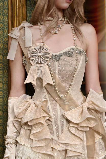 ナイトパーティーゴシックリボントップス+リボン+ブローチ+ハット