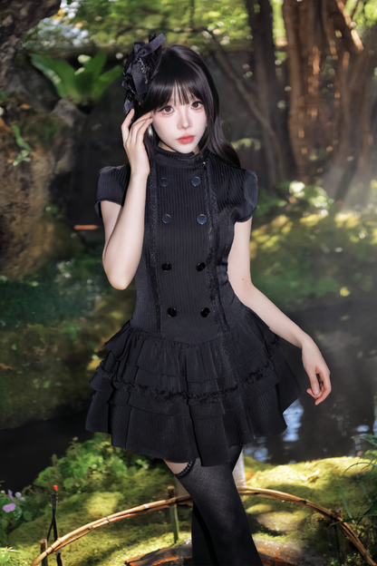 Gothic Lace Waist Cinched Dress