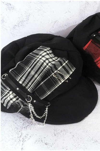 暗黑格纹云朵帽