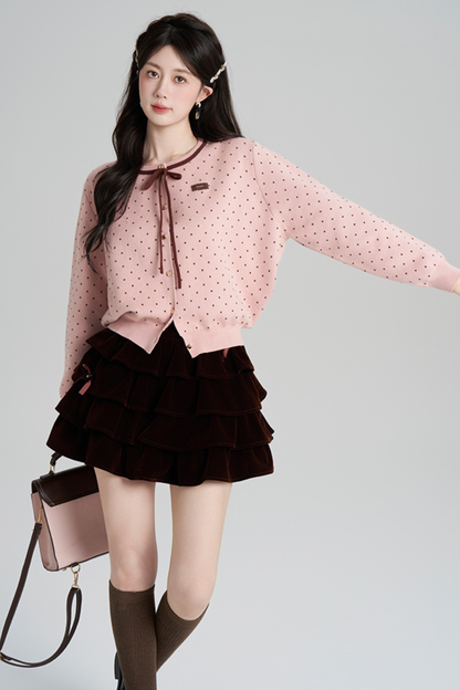 ドットフレンチニットカーディガン