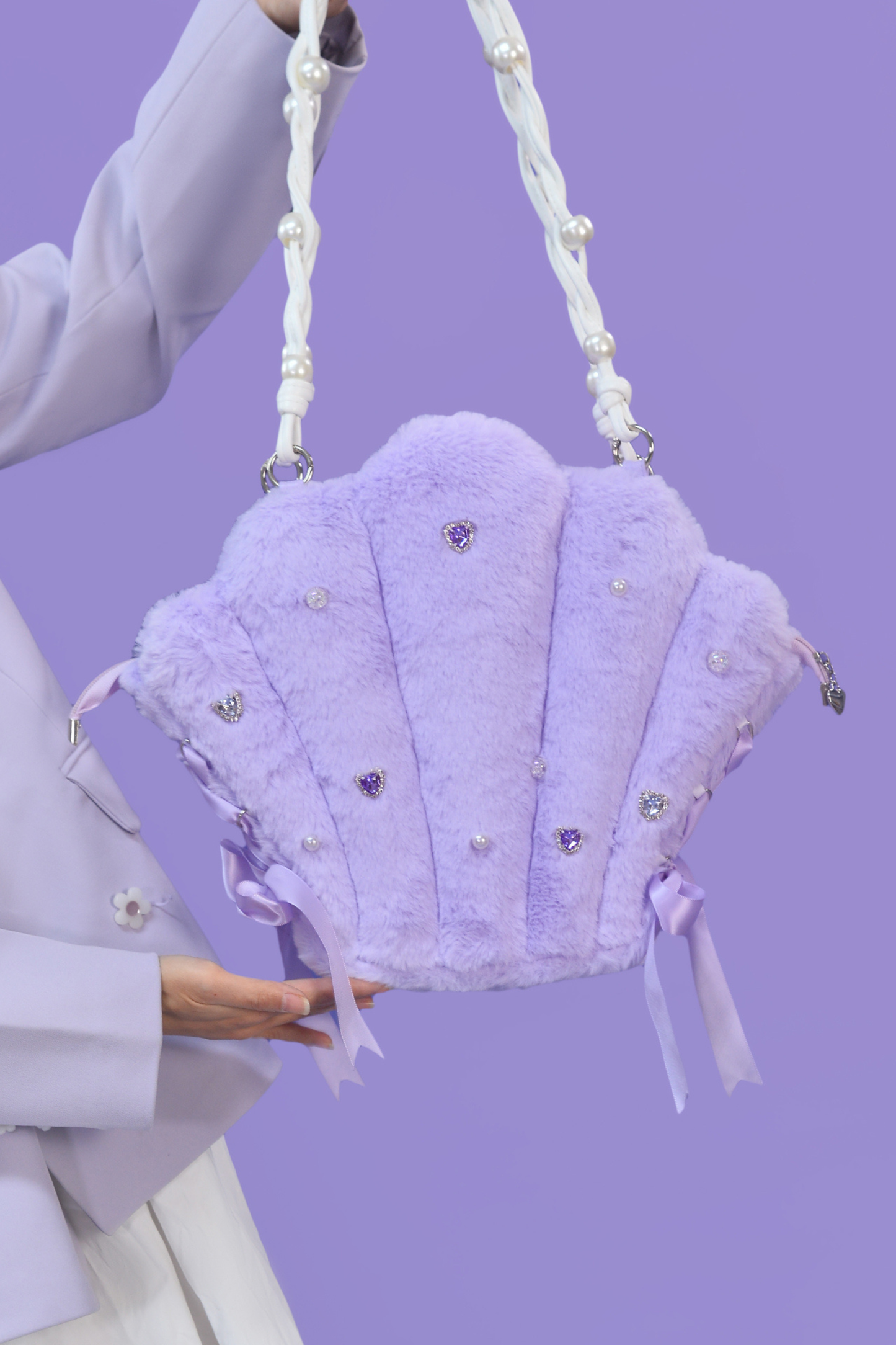 Shell Plush Crossbody Tote Bag