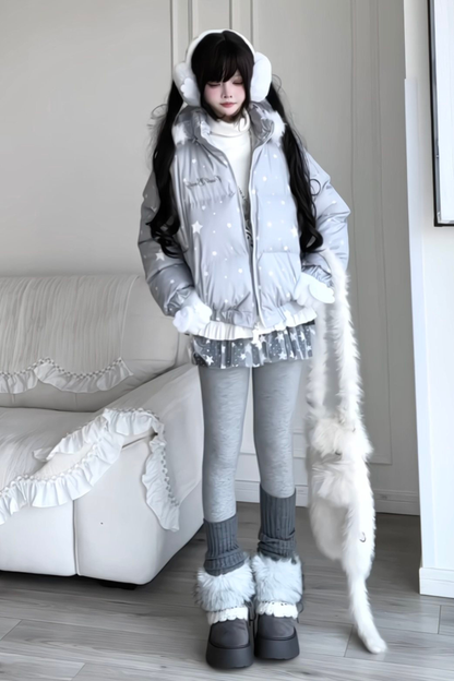 Y2K Fur Hooded Down Jacket