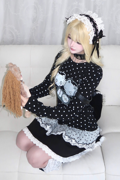 ゴシックドットスリムフィットトップス