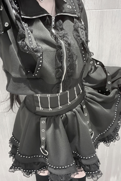 ダークサブカルスポーティジャケット+スカート