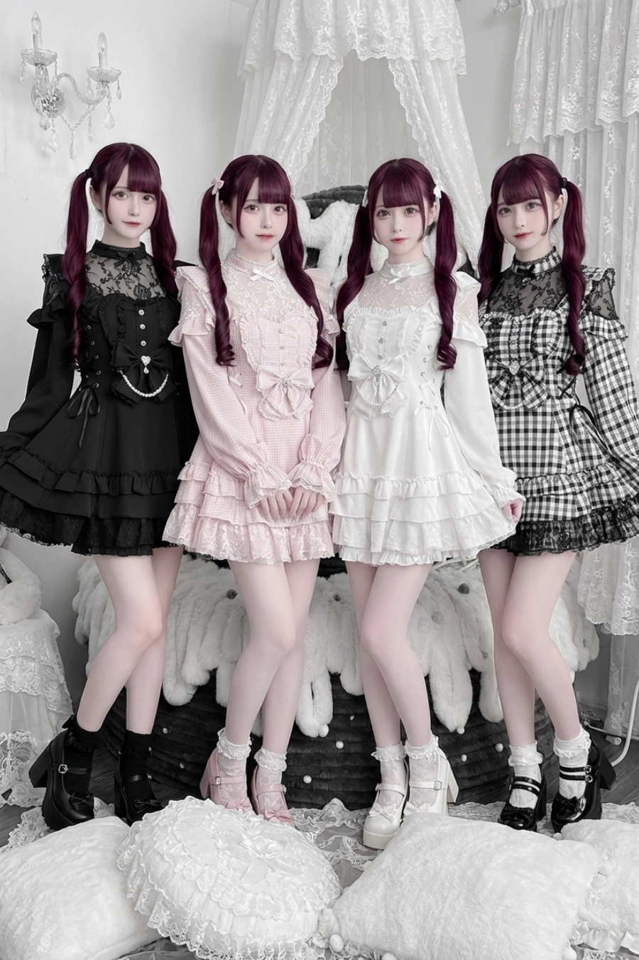 [Pre-order Deadline: April 22] Sweet and Gothic Floral Lace Ruffle Ribbon Dress Suit Full Set