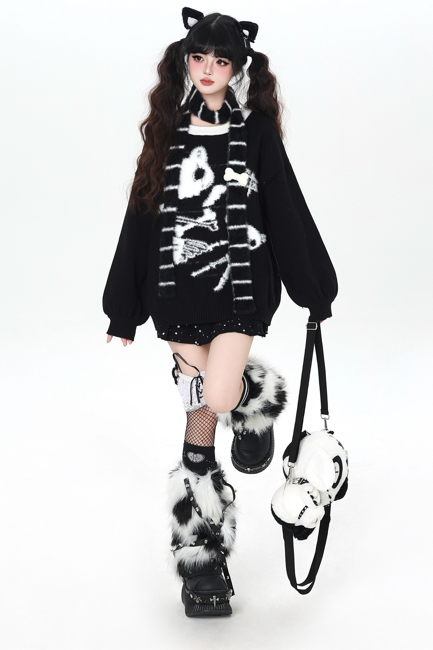 Cat Guy Cotton Loose Knit + Scarf