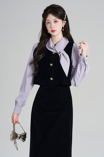 フレンチコントラストレトロドレス