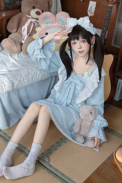 ブルーレースプリンセスドレス+ヘアバンド