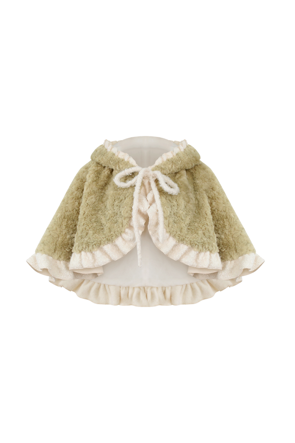 抹茶ロール和風トップス+子猫サスペンダースカート+リボン付きケープ