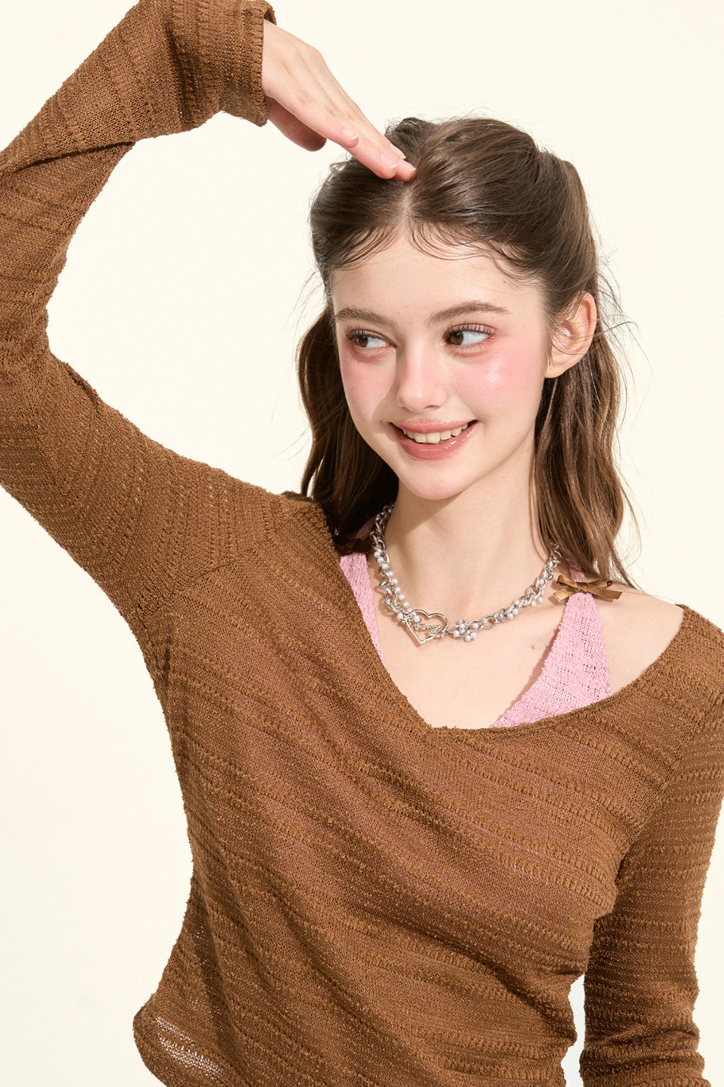 スイートキャメルカラースリムトップス