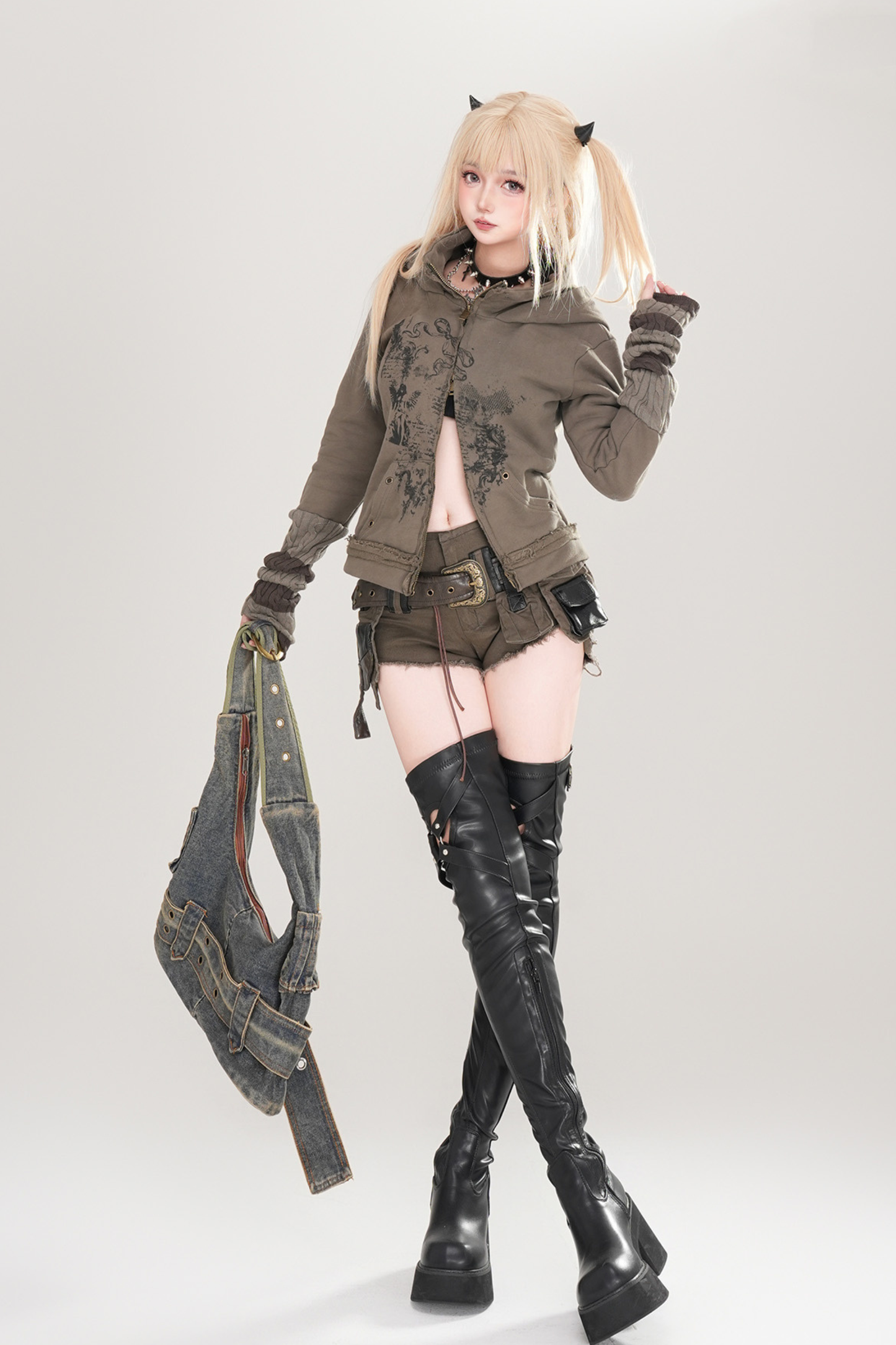 Y2K Fleece-Lined Hooded Jacket