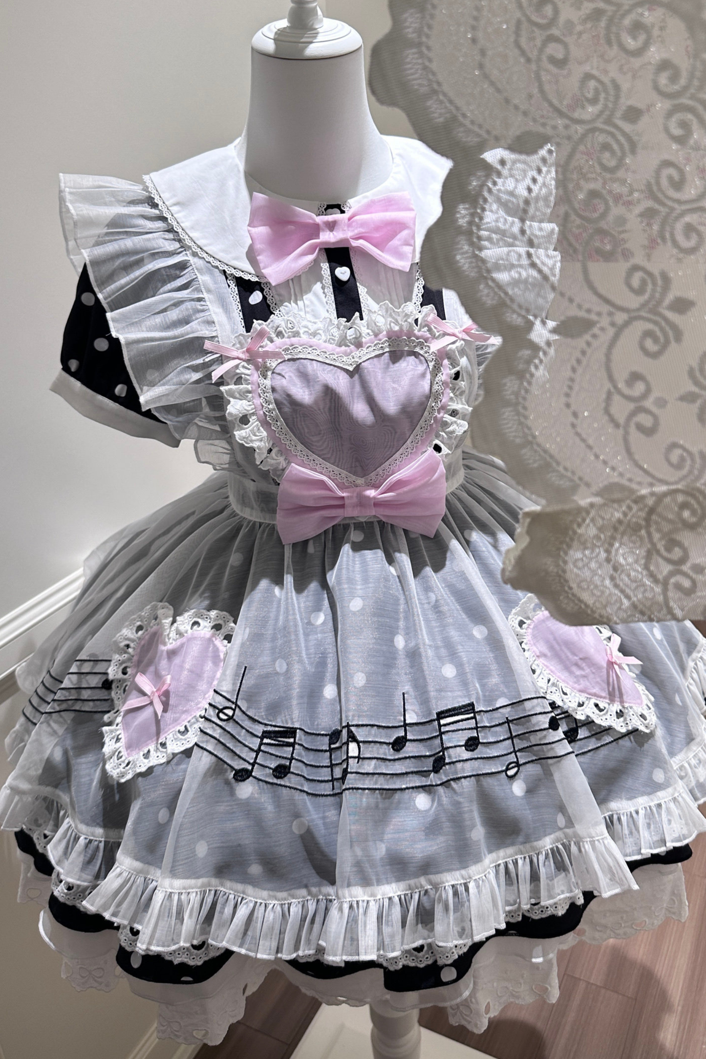 ハートビートドットドレス+シアーエプロン