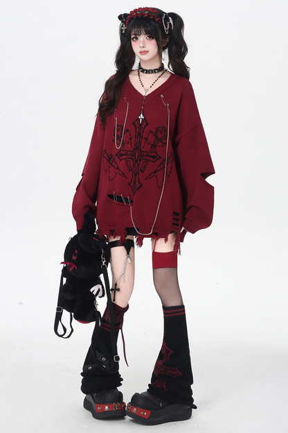 クロスサブカルチャーニットレッグウォーマー