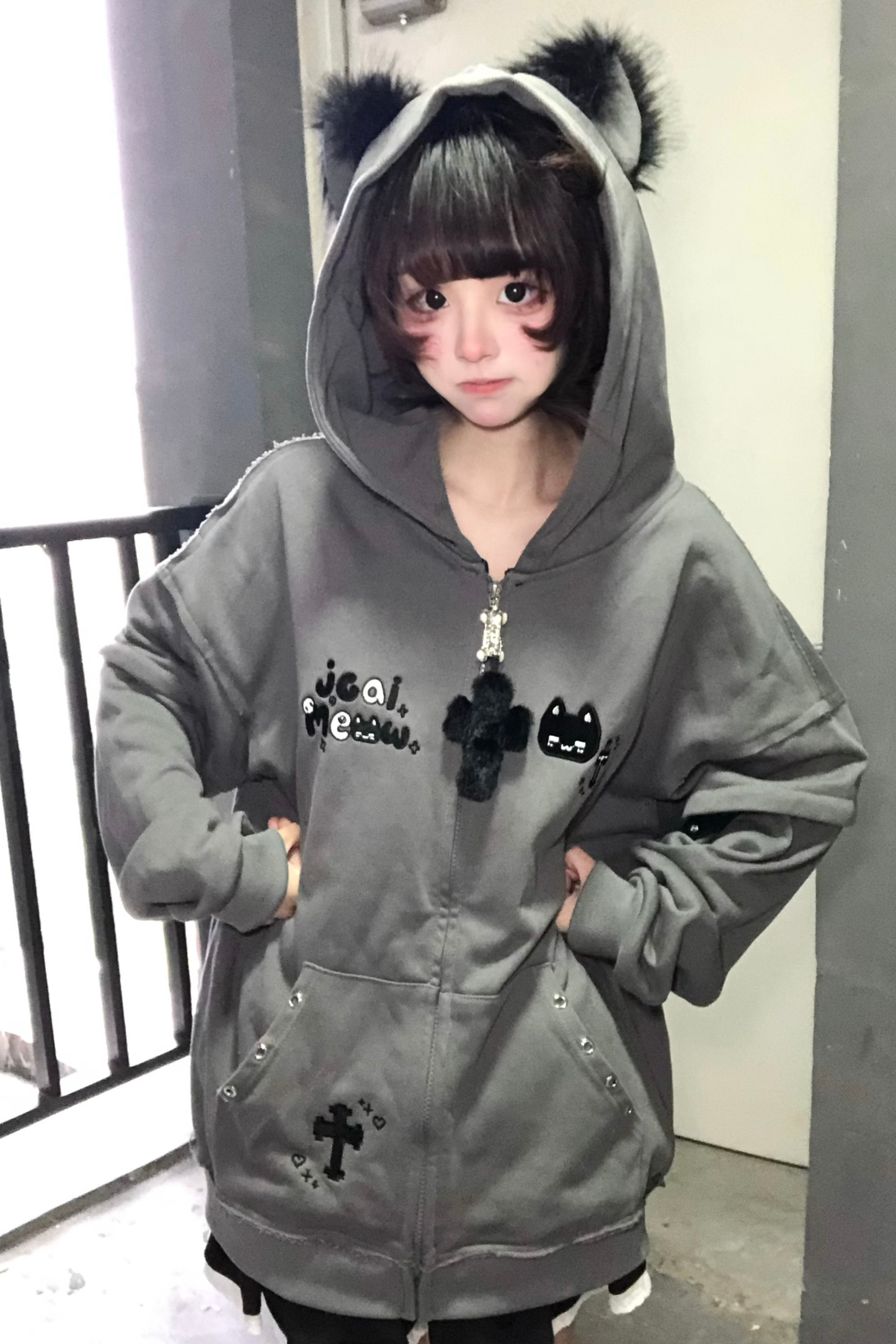Mouse Hood Loose Hoodie