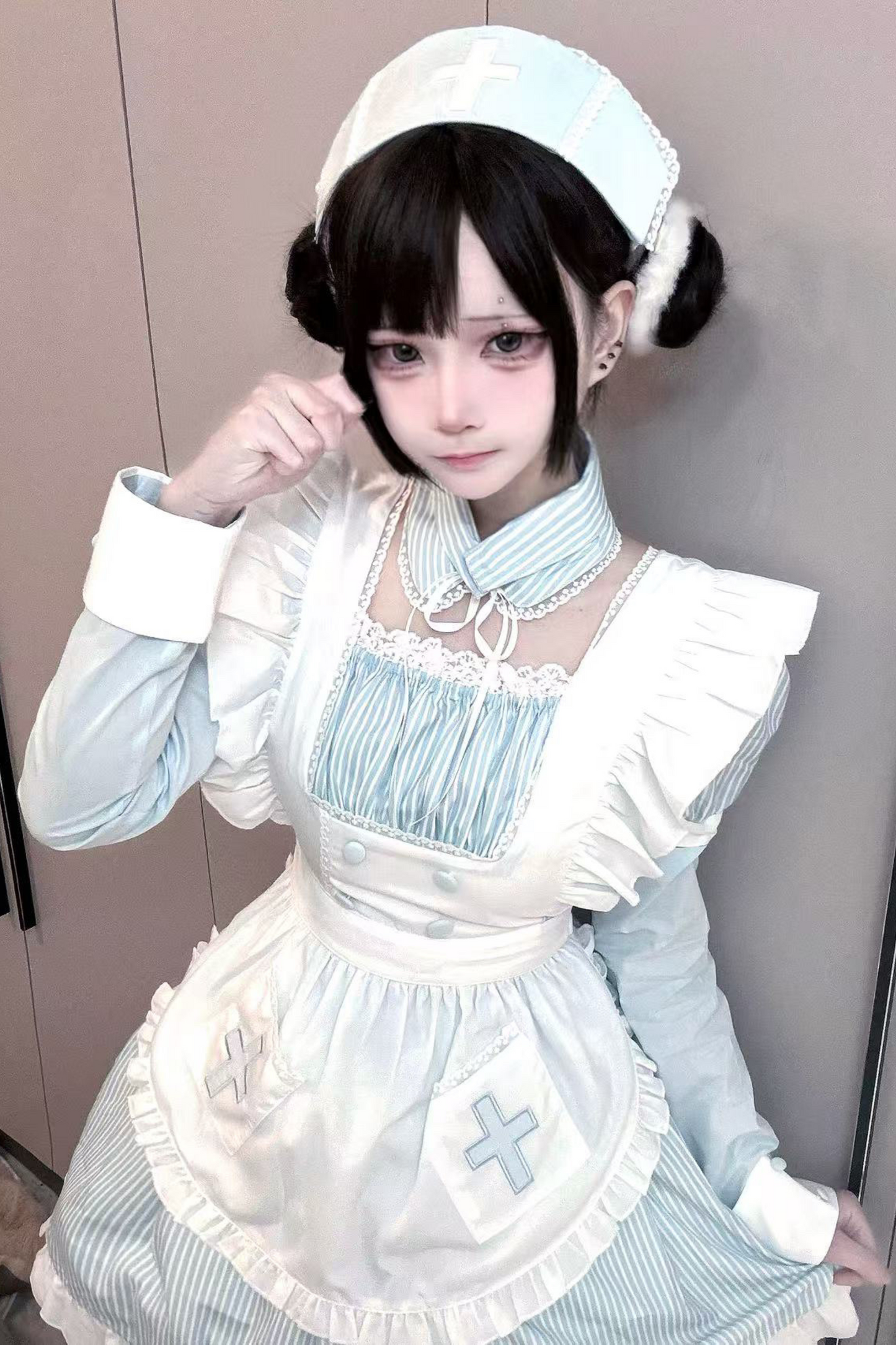 Angel Aqua Maid Apron Dress + Nurse Hat