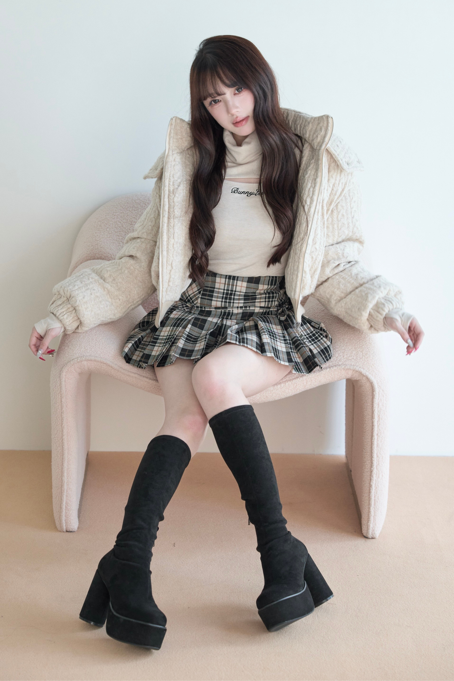 モードケーブルニットジャケット