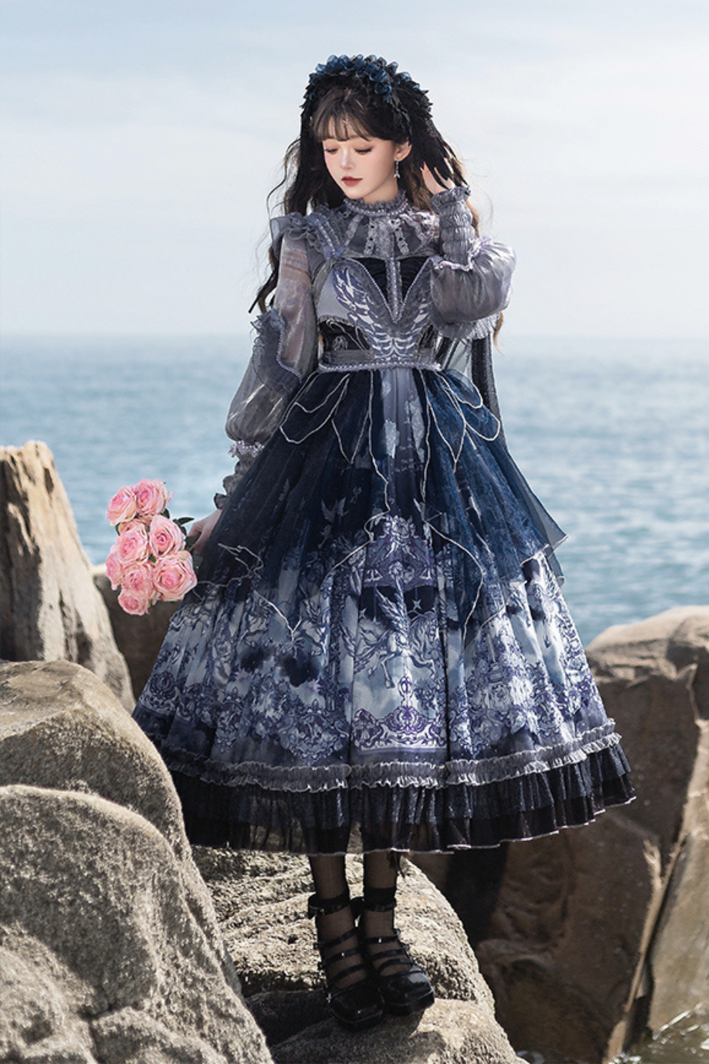 エンジェルガーデンブルーJSK+ルーズシャツ