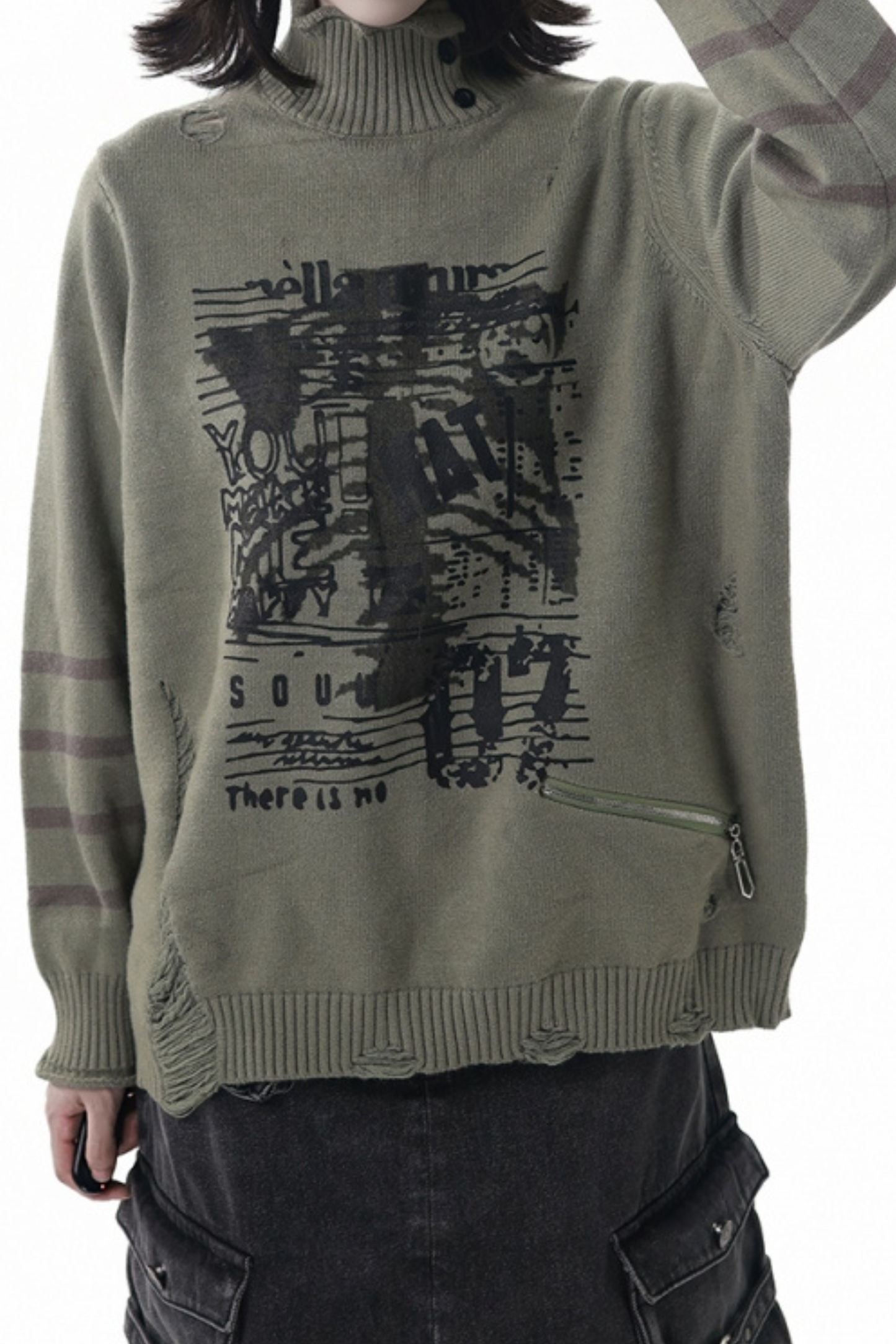 ストライプパッチワークデザインセーター