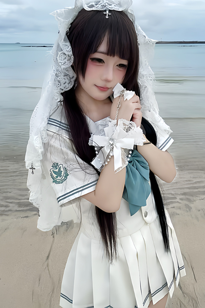 퓨어 걸 세일러 탑+스커트+리본