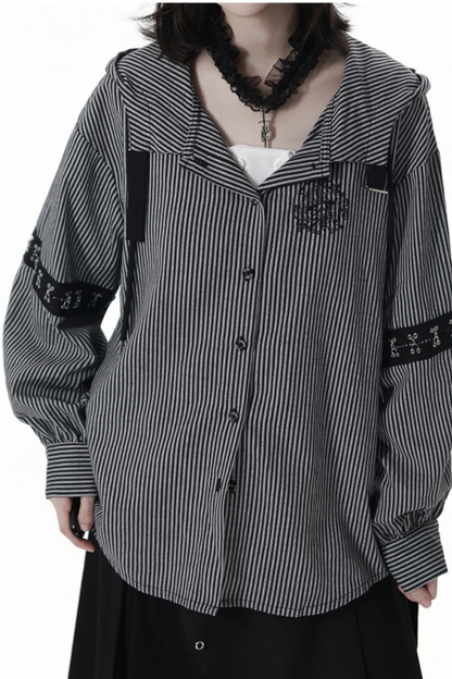 Striped Hooded Top + Long Skirt