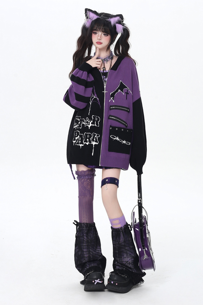 Gothic Asymmetrical Design Knit Cardigan