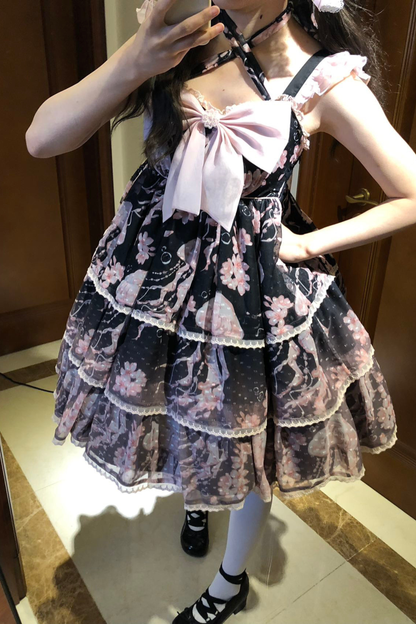 スイートジェリーフィッシュノースリーブロリータドレス