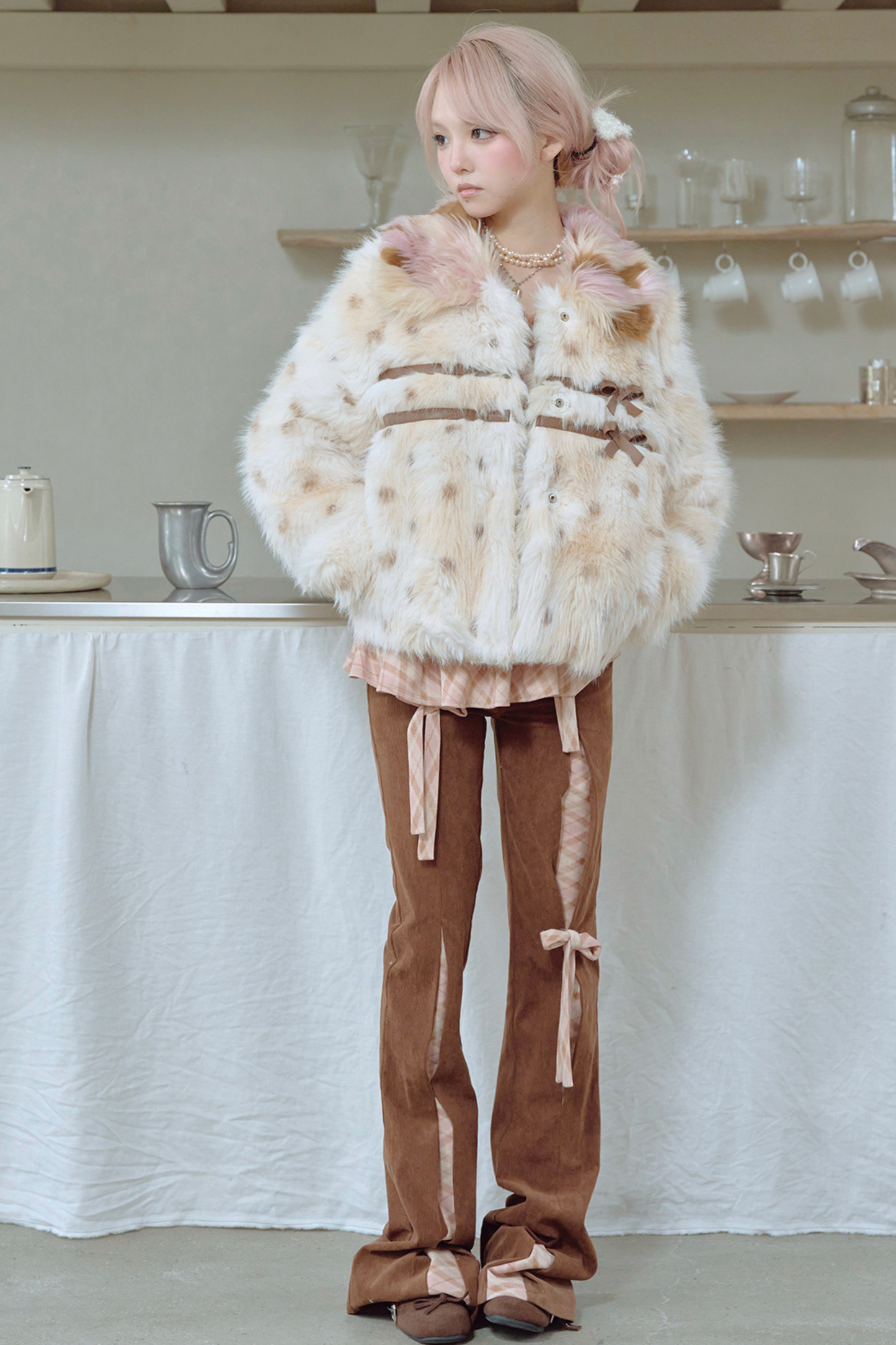 コーデュロイリボンフレアパンツ