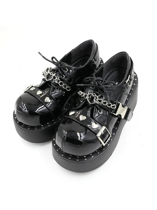Transfer student, Devil Trap, hot girls, platform shoes, punk y2k shoes, goth lolita women's shoes, round toe muffin shoes