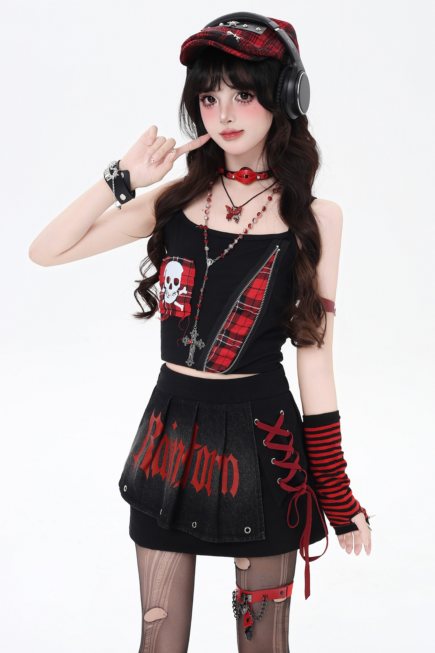 サブカルチャーショートデニムスカート