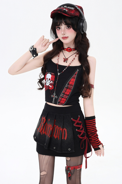 サブカルチャーショートデニムスカート