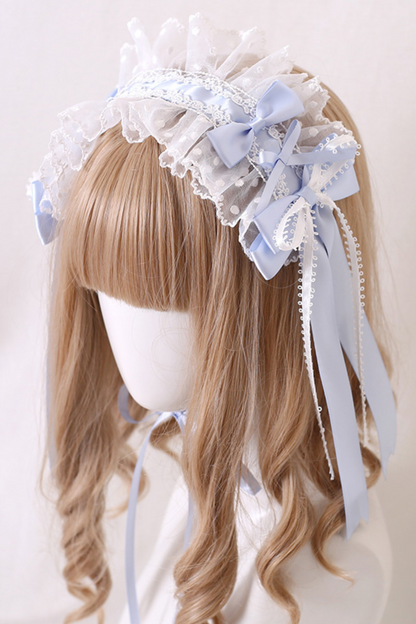 ブルーシルクサテンバレエロリータヘッドアクセサリー