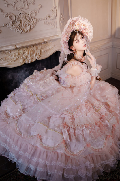 スイートフラワーゴージャスティーパーティーミディアムロリータドレス