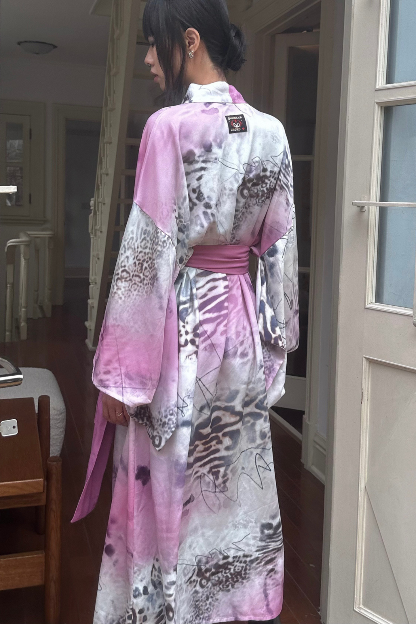 ヒョウ柄浴衣+リボン帯