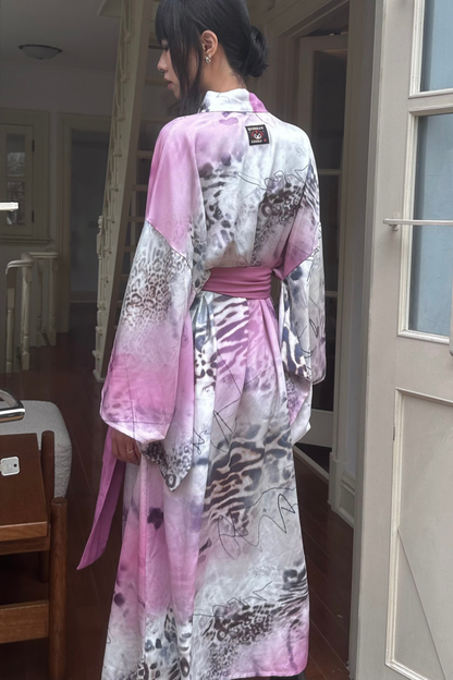 ヒョウ柄浴衣+リボン帯