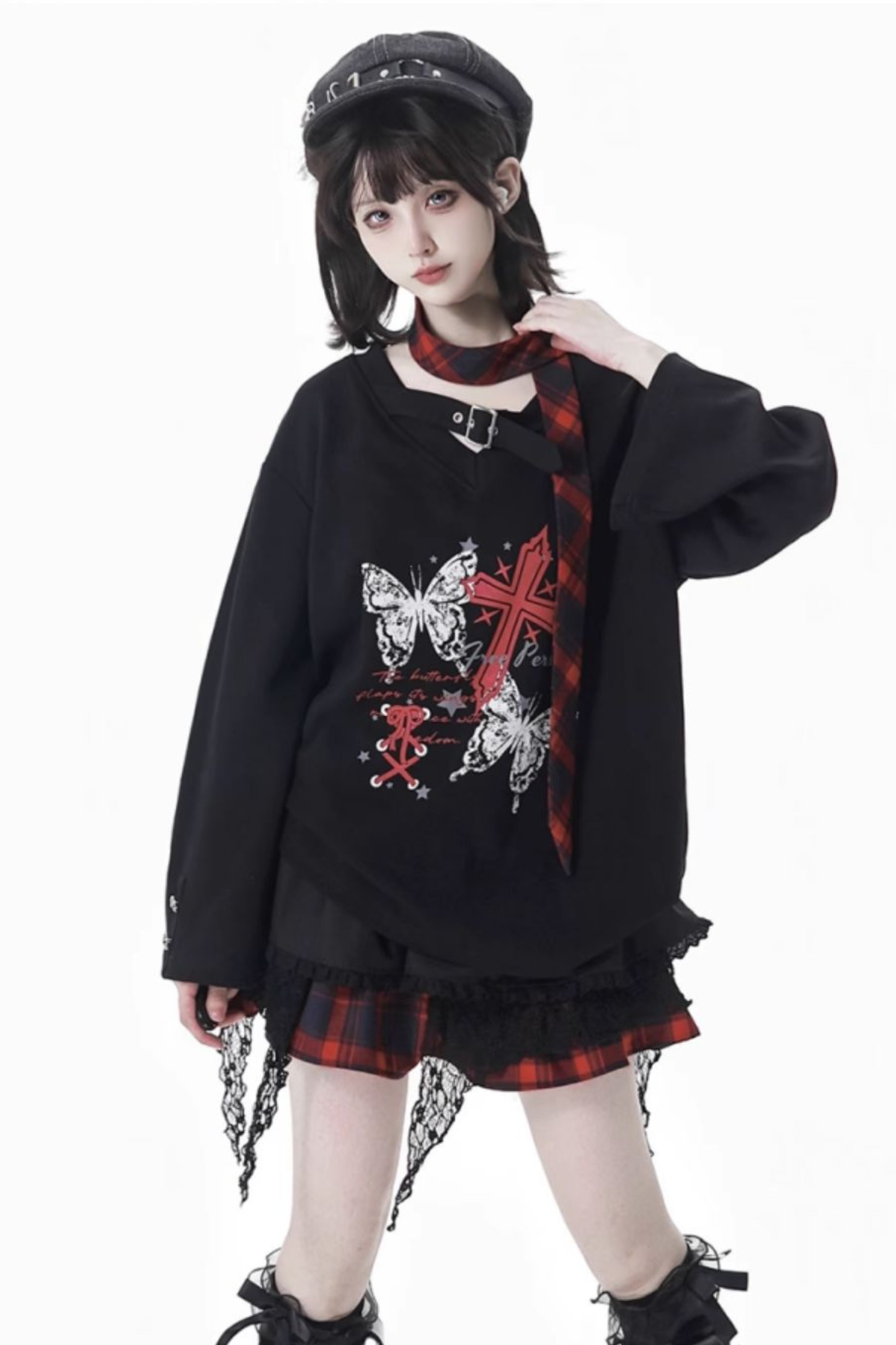 Cross top + skirt + scarf